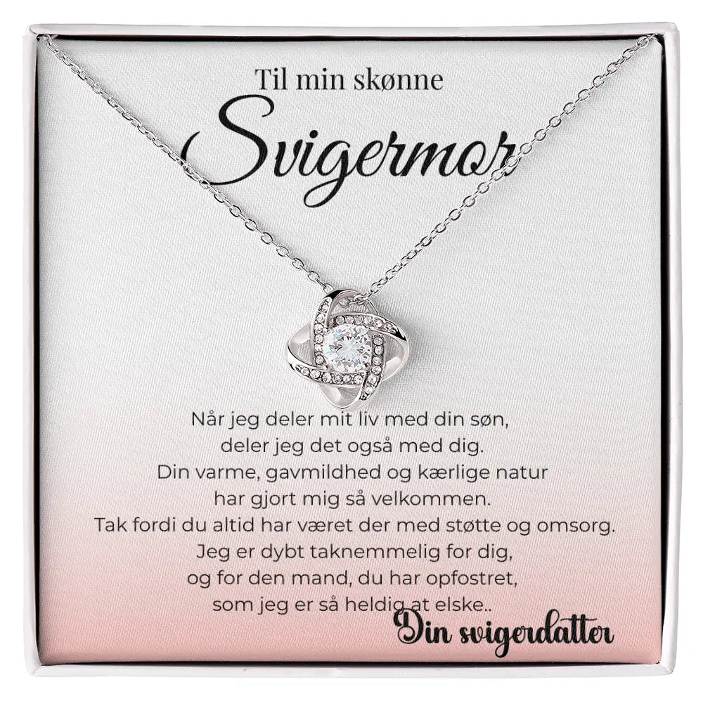 Personlig smykkegave til svigermor med cubic zirconia og kortteks