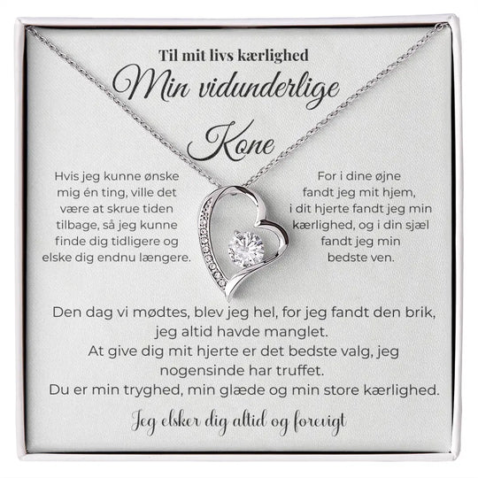 Forever Love halskæde i 14 karat hvidguldbelægning med cubic zirconia – romantisk gave til kone