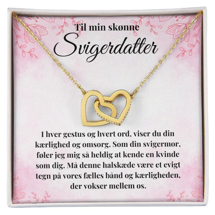 Smuk halskæde med hjerter rustfri stål guldbelagt, gave til svigerdatter
