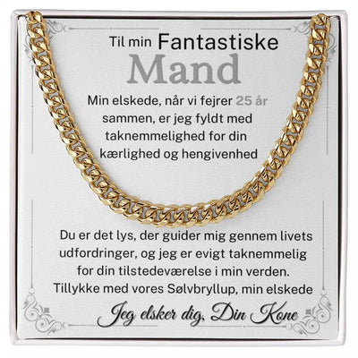 Halskæde til mand – personlig gave til sølvbryllup i cuban link design  guld fra EngelDesign”