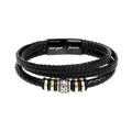 Løst Love You Forever armbånd i sort flettet læder på hvid baggrund