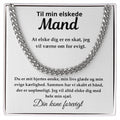 Rustfrit stål Cuban Link halskæde til mand med kærligt kort i standard gaveæske