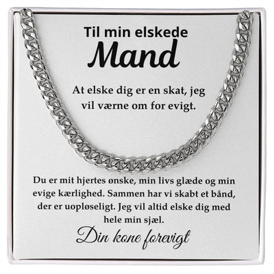  Cuban Link-halskæde i poleret rustfrit stål – romantisk gave til mand eller kæreste