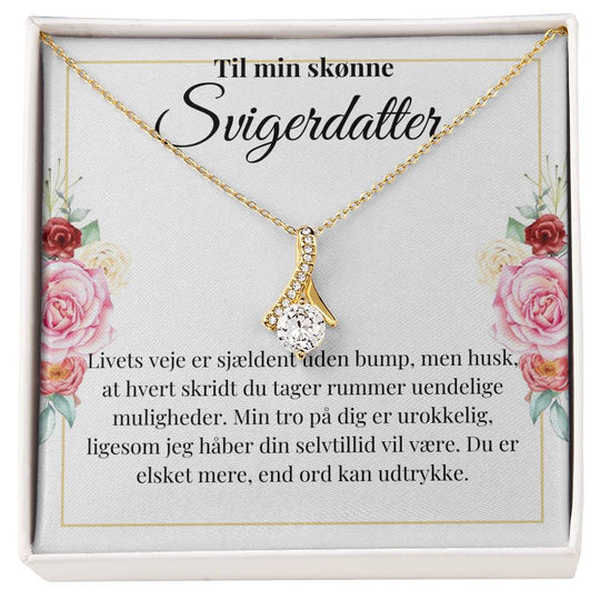 Tidløs halskæde med Cubic Zirkonia - smuk gave til svigerdatter fra svigermor eller svigerfar.