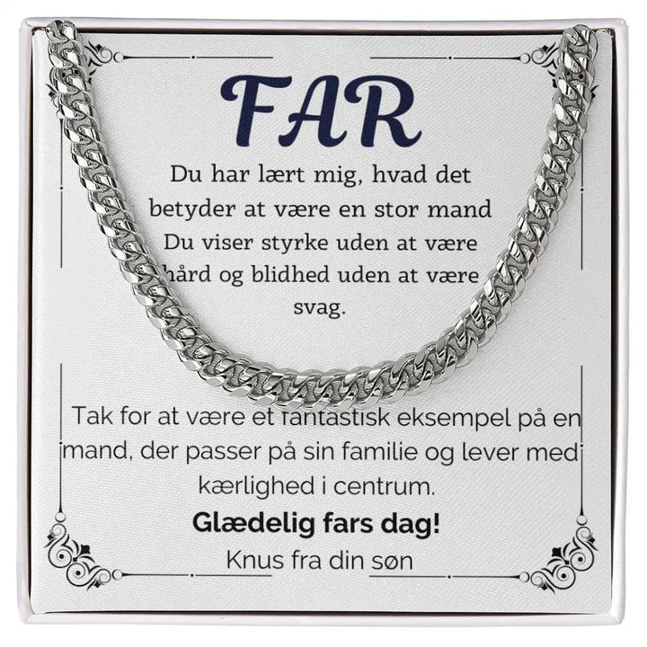 Rustfrit stål Cuban Link halskæde til far i standard gaveæske