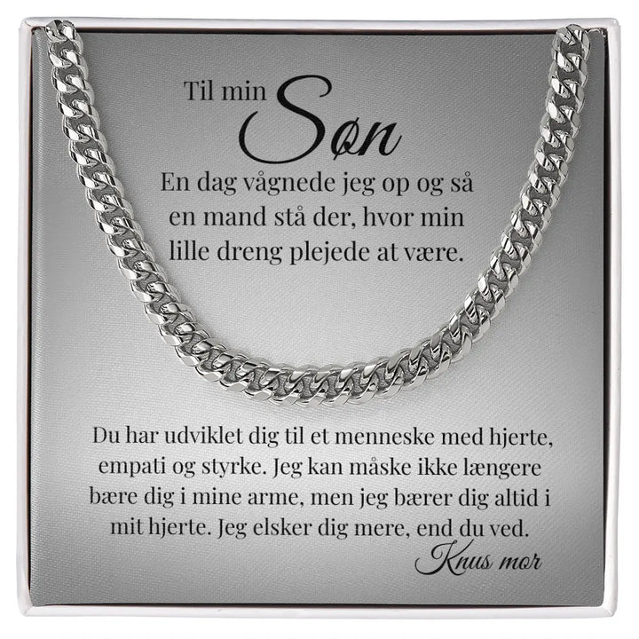 Rustfrit stål Cuban Link halskæde til søn fra mor i standard gaveæske #afsender_mor