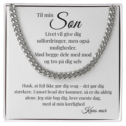 Rustfrit stål Cuban Link halskæde til søn fra mor i standard gaveæske #afsender_mor