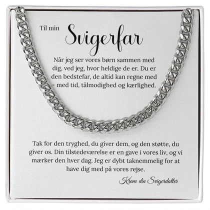 Poleret stål Cuban Link halskæde til svigerfar fra svigerdatter i standard gaveæske #afsender_svigerdatter