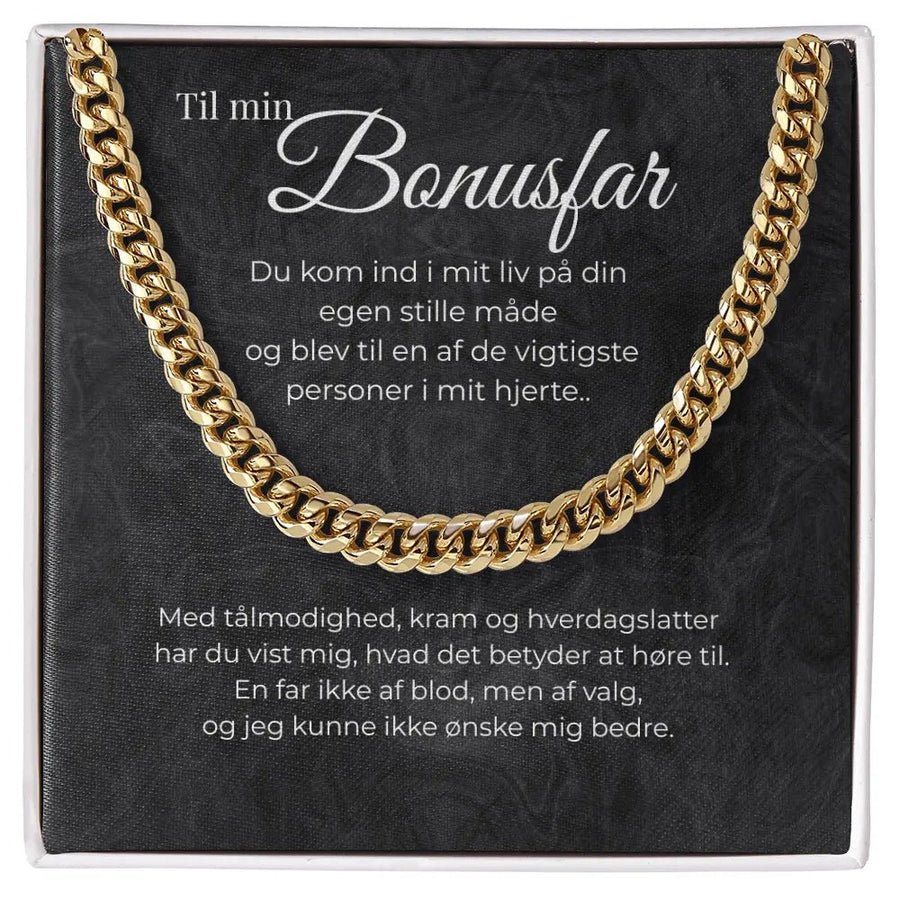 Elegant gave til bonusfar fra søn eller datter med guldbelagt cuban link kæde