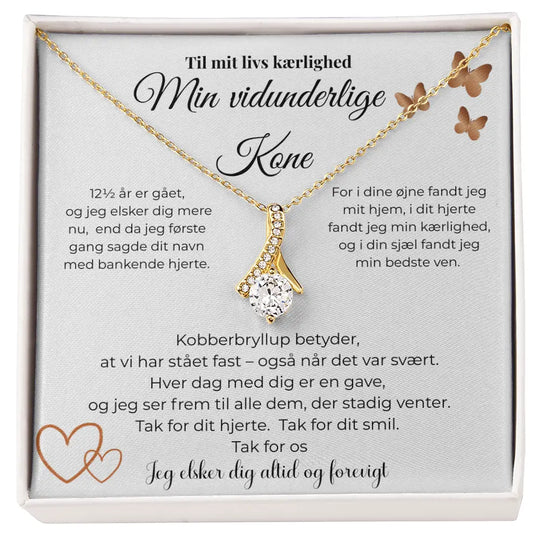 Elegant halskæde i guldbelagt finish med funklende sten, romantisk kobberbryllupsgave til kone med dyb betydning