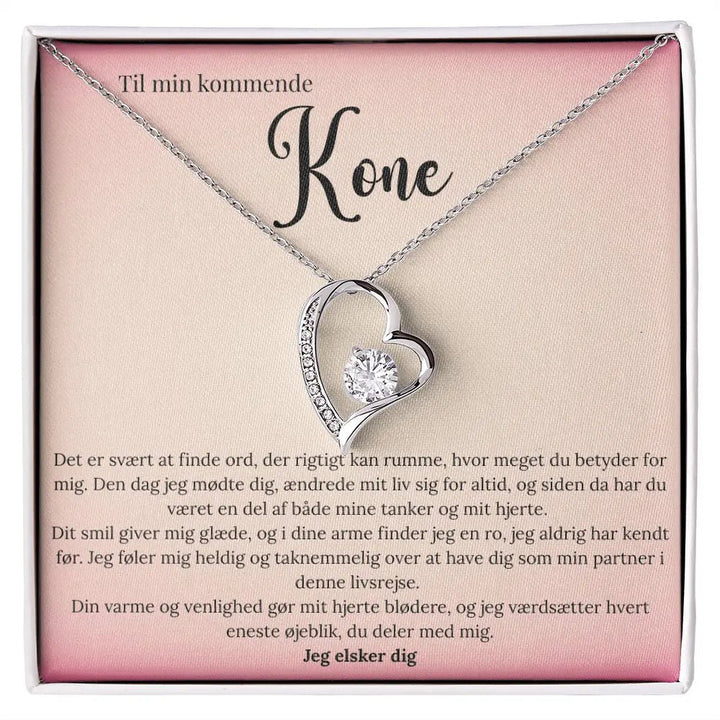 Forever Love halskæde i 14 karat hvidguldbelægning med cubic zirconia