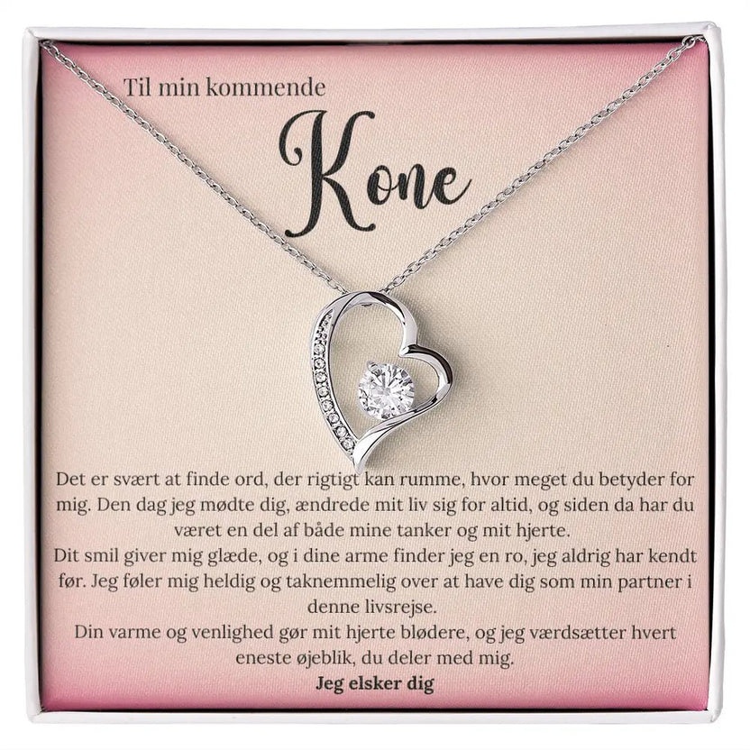 Forever Love halskæde i 14 karat hvidguldbelægning med cubic zirconia