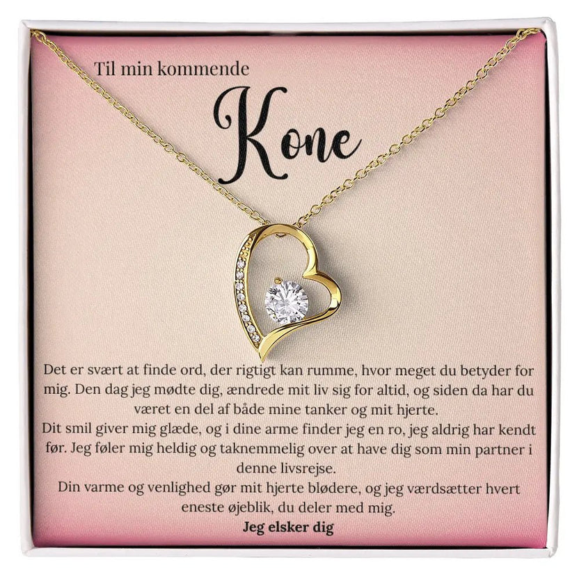 Forever Love halskæde i 18 karat guldbelægning med cubic zirconia - Gave til kommende kone