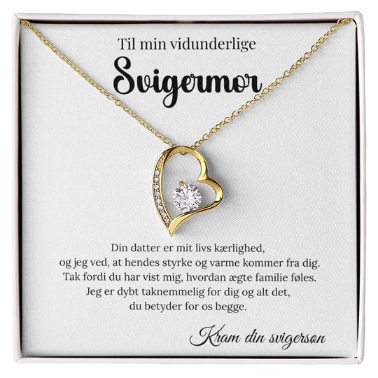 Forever Love halskæde i guld – gave fra svigersøn til svigermor
