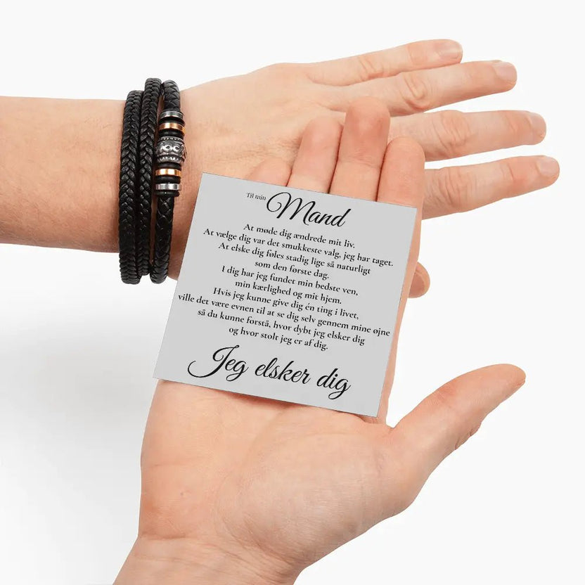 Love You Forever armbånd til mand i standard gaveæske