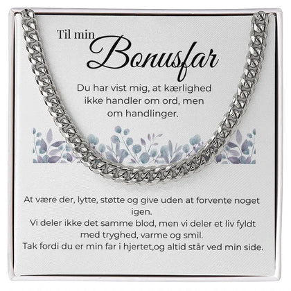 Rustfrit stål Cuban Link halskæde til bonusfar i standard gaveæske