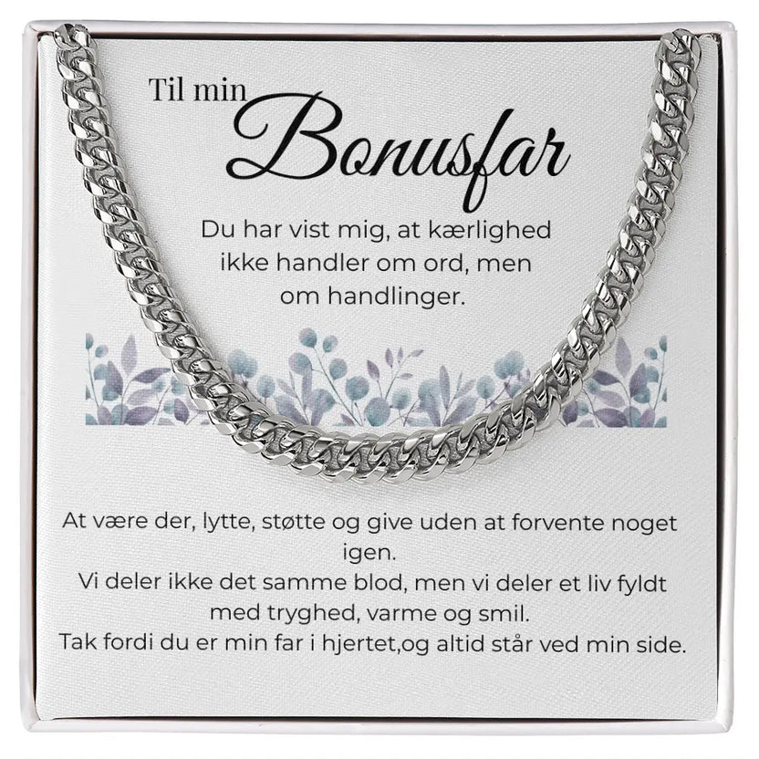 Rustfrit stål Cuban Link halskæde til bonusfar i standard gaveæske