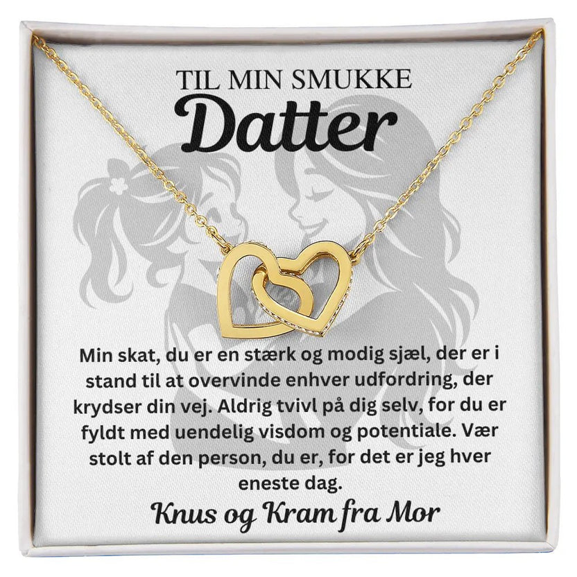 Halskæde i 18 karat guldbelægning med sammenflettet vedhæng og funklende midtersten – gave til datter fra mor eller far #afsender_mor