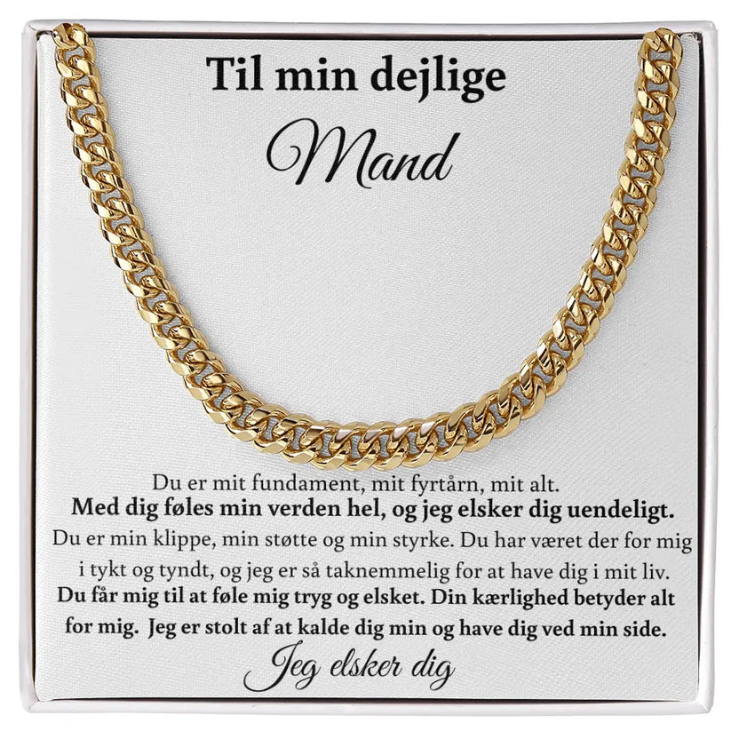 Guldbelagt Cuban Link halskæde til mand i standard gaveæske