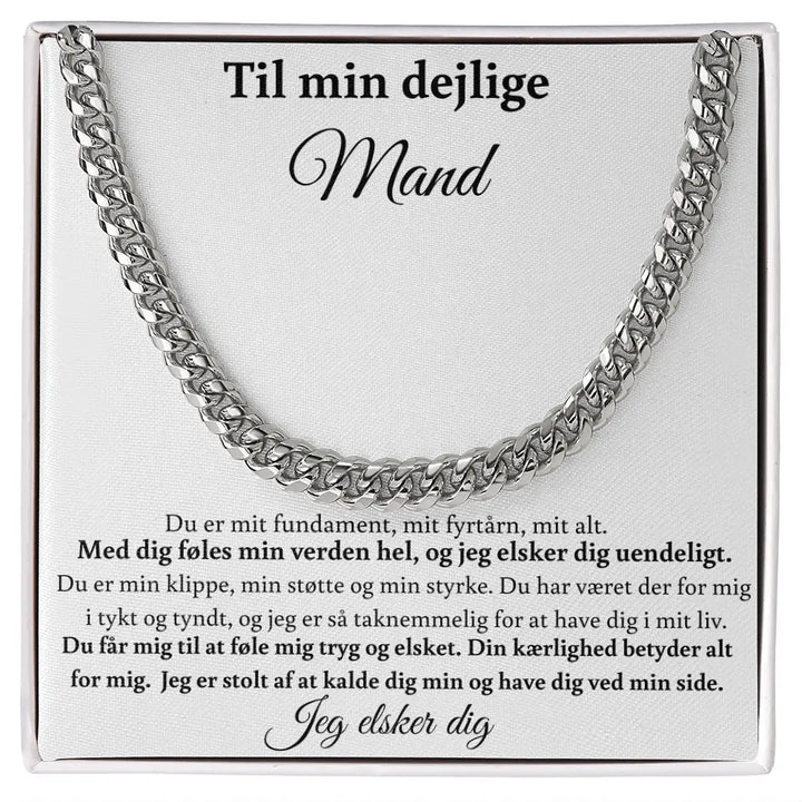 Rustfrit stål Cuban Link halskæde til mand i standard gaveæske