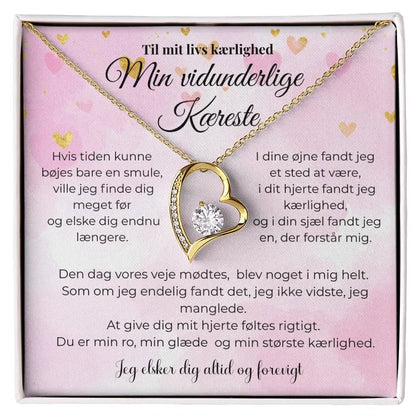 Hjerte halskæde i stål belagt med guld til hende – et symbol på kærlighed for altid