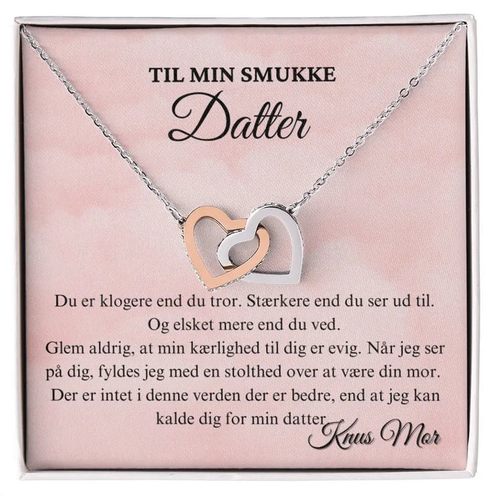 Interlocking hjertehalskæde fra mor til datter – smuk relationsgave med kærlig besked  #afsender_mor