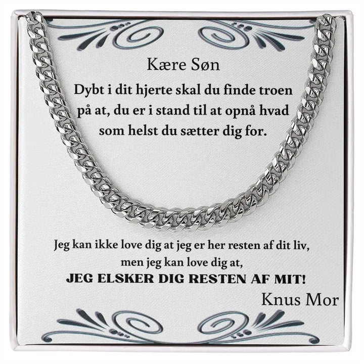 Rustfrit stål Cuban Link halskæde til søn fra mor i standard gaveæske #afsender_mor
