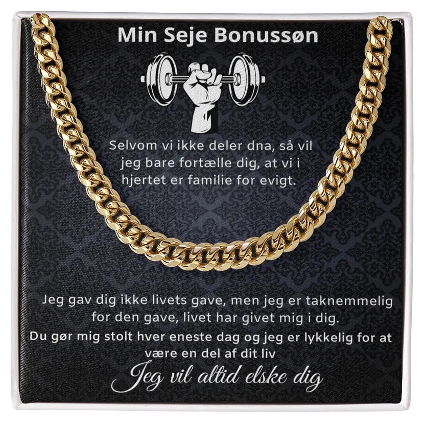 Guldbelagt Cuban Link halskæde til bonussøn i standard gaveæske