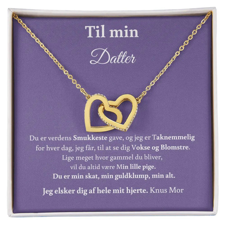 Mor datter smykke, sammensmeltede hjerter. Personlige gave guldbelagt. 