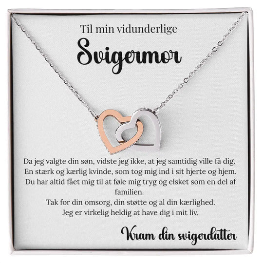Personlig gave til svigermor fra svigerdatter med to sammenflettede hjerter