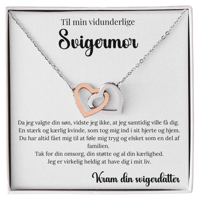 Personlig gave til svigermor fra svigerdatter med to sammenflettede hjerter