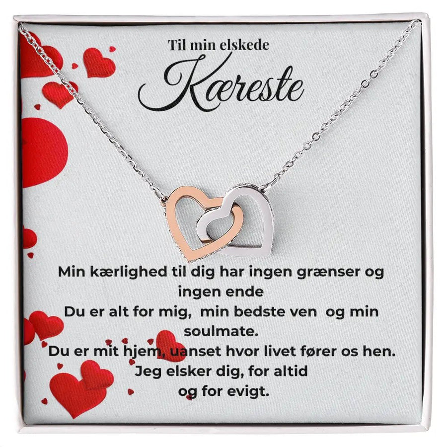 Sammenlåste hjerter halskæde i rosaguld/rustfri stål til hende – et symbol på evig kærlighed