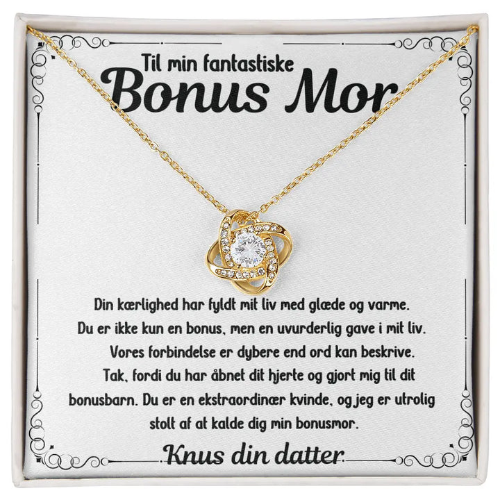 Elegant halskæde belagt med 18k guld . Leveres i gaveæske med rørende tekst til bonusmor nn følelsesfuld gave fra datter.
