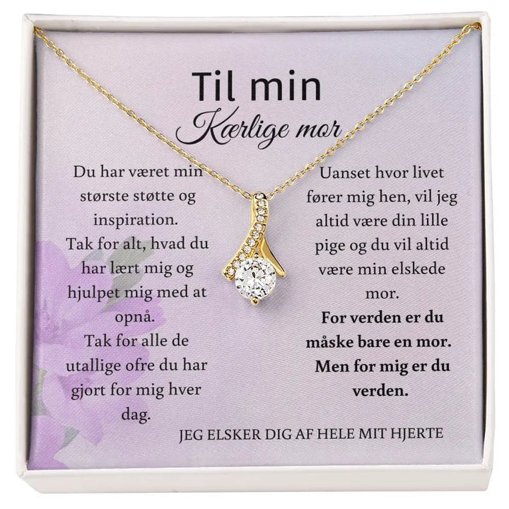 Alluring Beauty-halskæde i 18 Karat guldbelagt rustfrit stål – gaveæske med kort til mor
