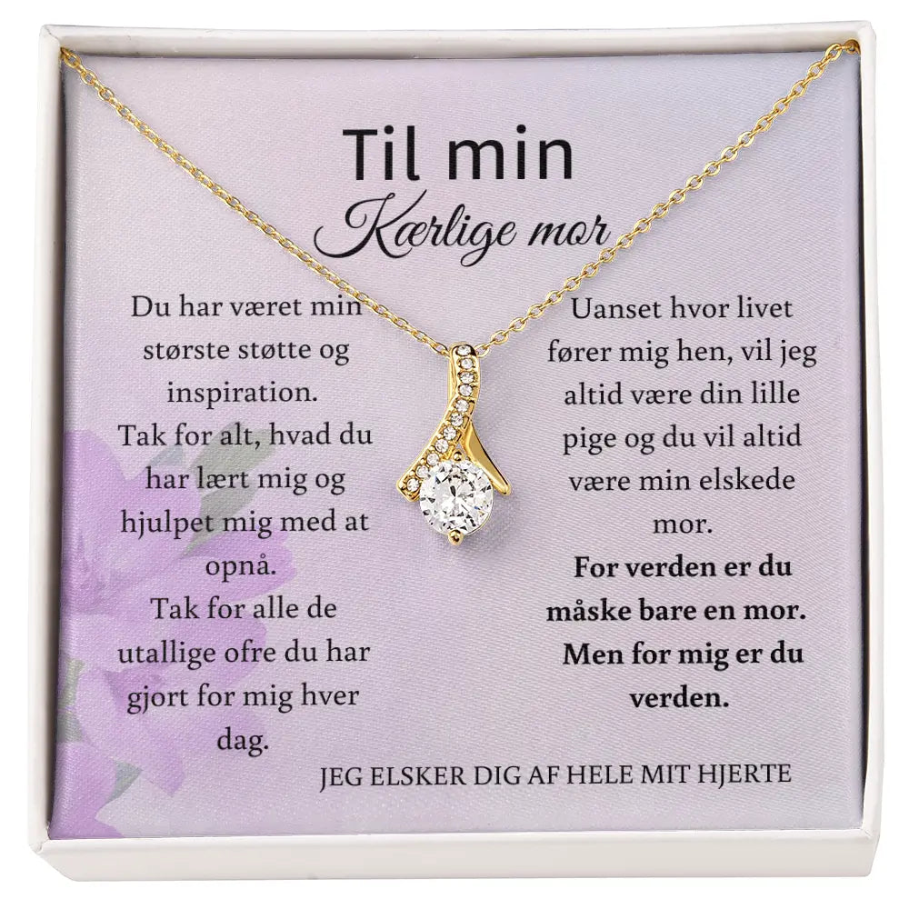 Alluring Beauty-halskæde i 18 Karat guldbelagt rustfrit stål – gaveæske med kort til mor