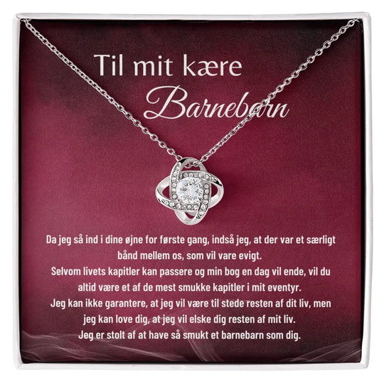 Halskæde i rustfrit stål til barnebarn med citatkort om et evigt bånd i standard æske
